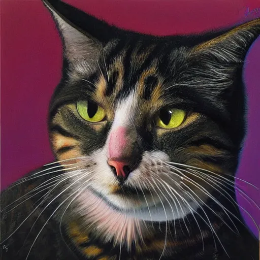 Image similar to a chuck close painting of a cat