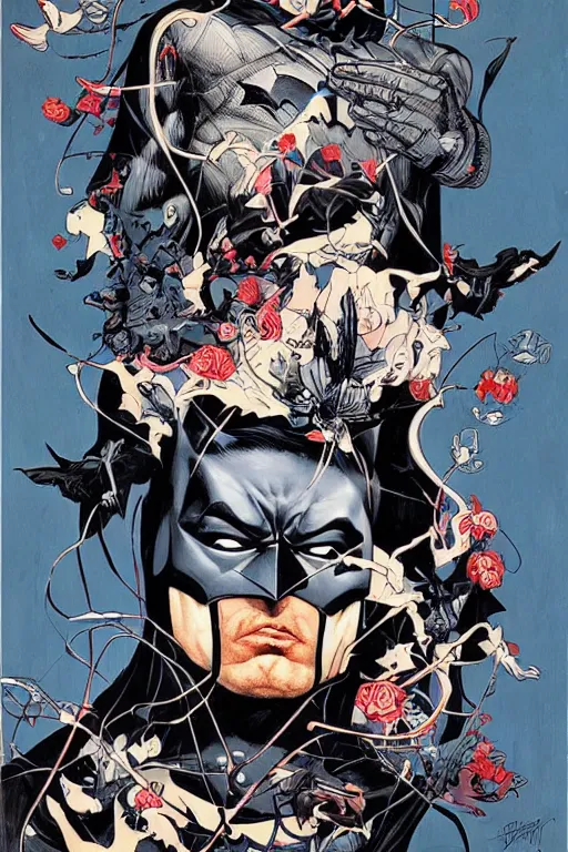 Prompt: a painting by James Jean about Batman, cover art, elegant