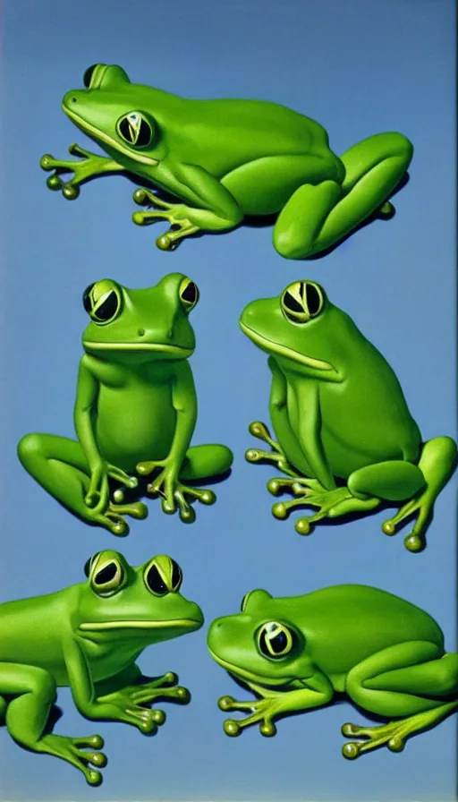 Image similar to cute frogs by René Magritte, detailed, 4k