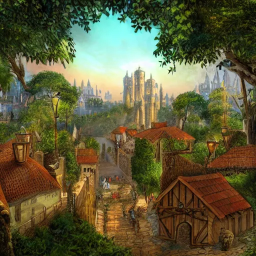 Image similar to medieval jungle city