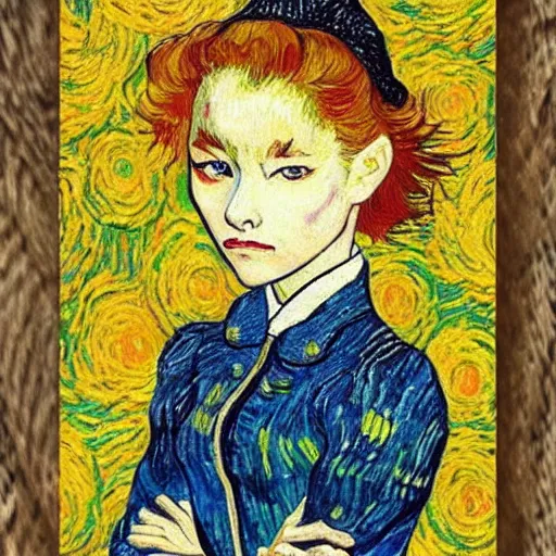 Prompt: anime girl in style of Van Gogh