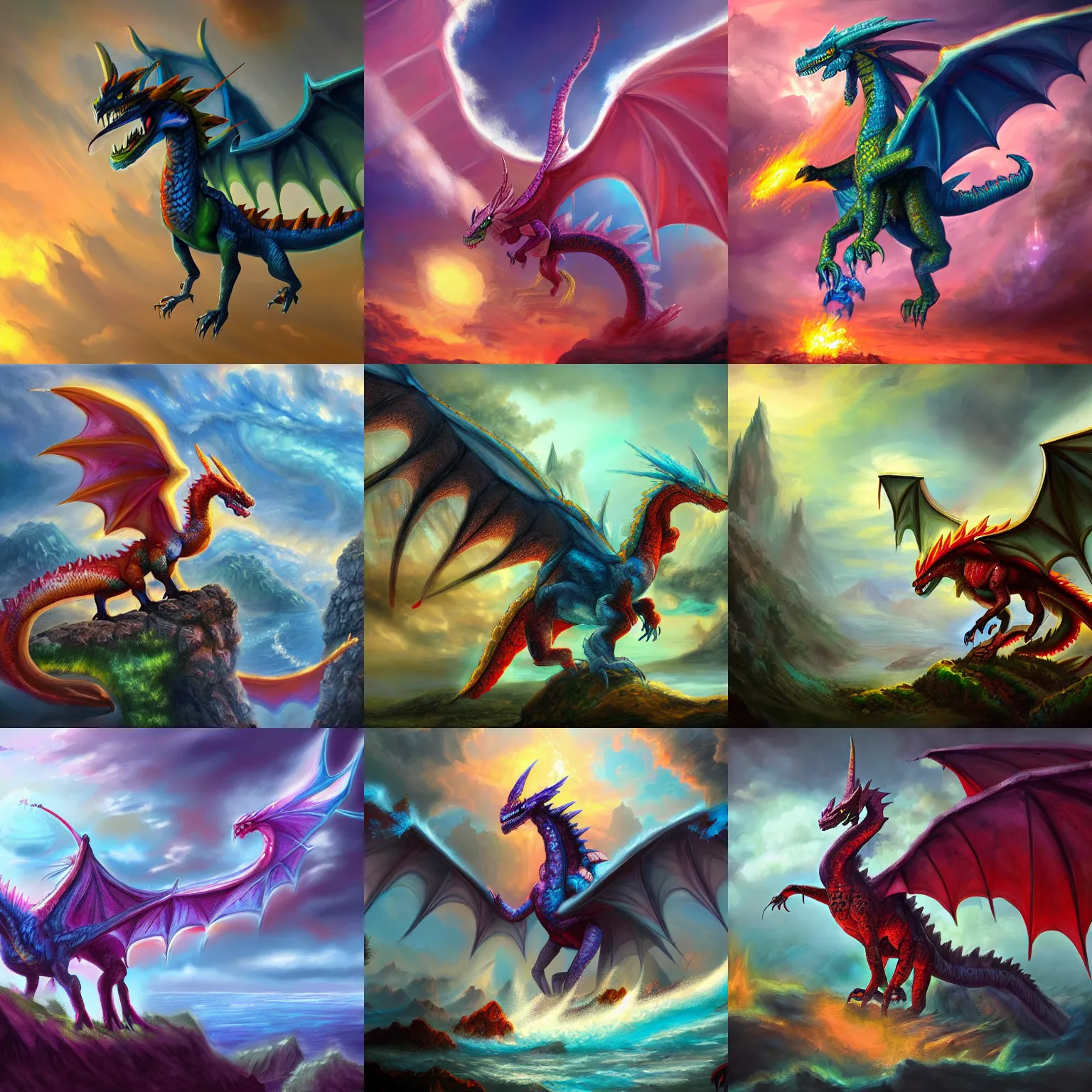 Prompt: painting of a tempest dragon fantasy artwork, award winning, beautiful scenery, artstation