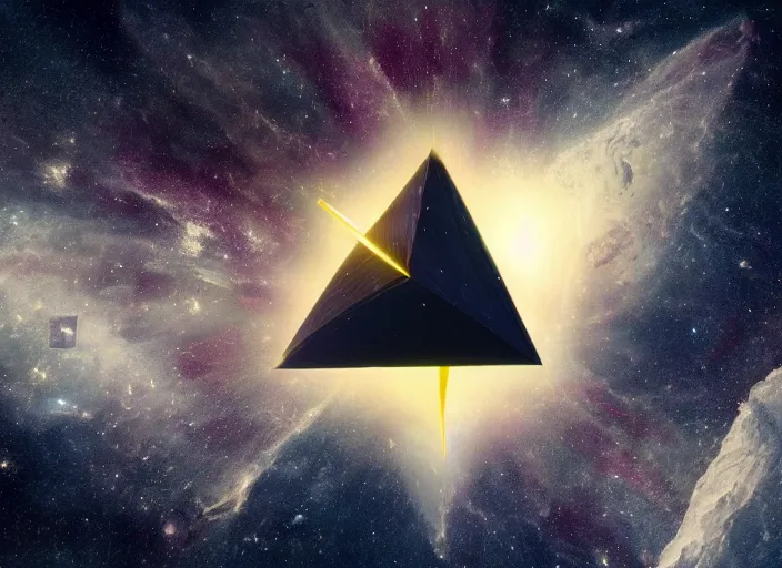 Prompt: a hyper realistic star tetrahedron floating in space, composition, photorealistic, epic