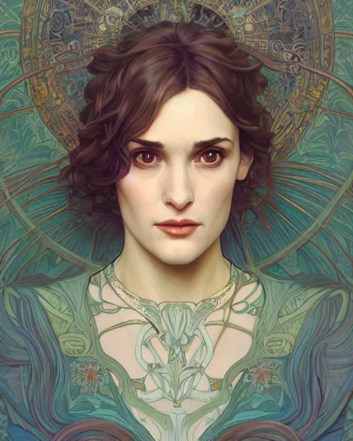 Image similar to winona ryder | highly detailed | very intricate | art nouveau | perfect eyes | storybook illustration | soft cinematic lighting | award - winning | painted by mandy jurgens and alphonse mucha and alena aenami | pastel color palette | featured on artstation