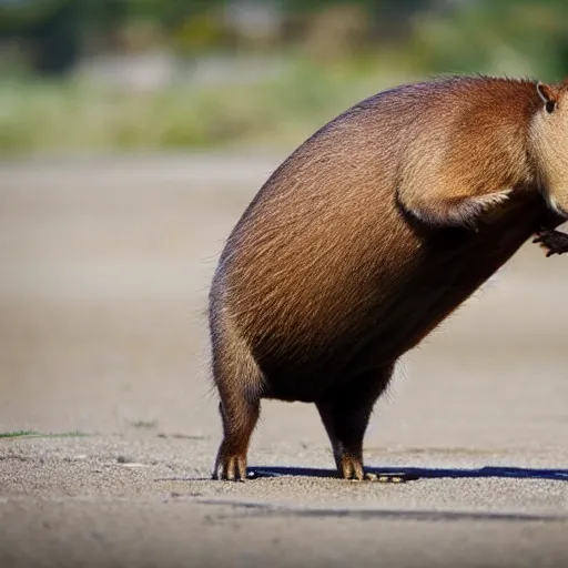 Prompt: a profile picture of a capybara breakdancing