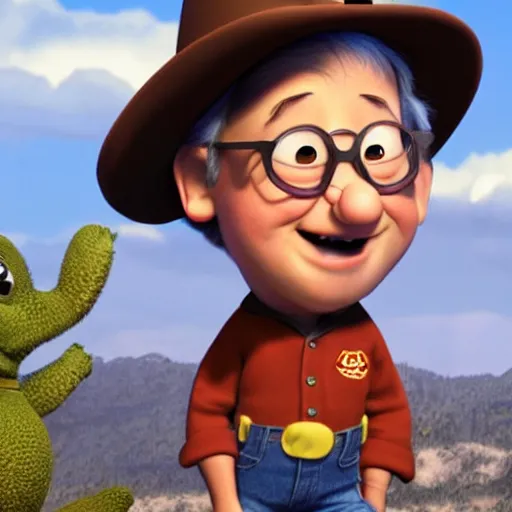 Image similar to steven spielberg as a pixar disney character from up 2 0 0 9 unreal engine octane render 3 d render photorealistic