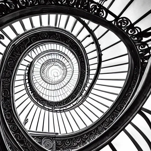 Prompt: a magnificent infinite baroque spiral library, spiral stairs, spiral architecture, wave architecture, epic composition, magical atmosphere, rays of light, dust light, fantasy, photo realistic