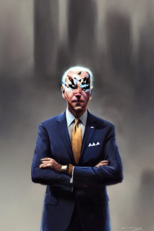 Image similar to Joe Biden, modern, hero, wearing a suit, highly detailed, digital painting, artstation, concept art, sharp focus, illustration, by greg rutkowski