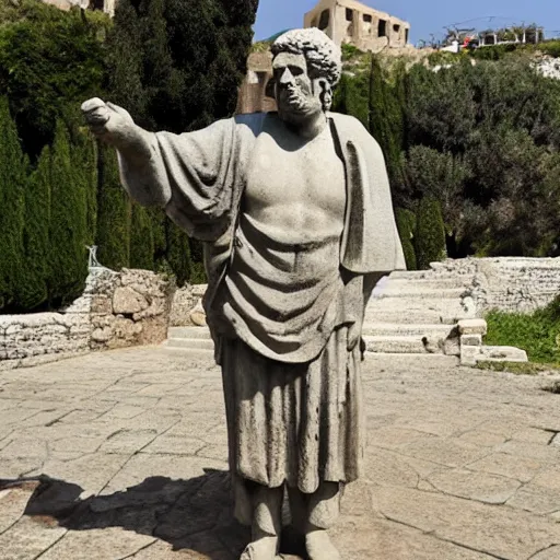 Prompt: statue of sanders in greece ancient style