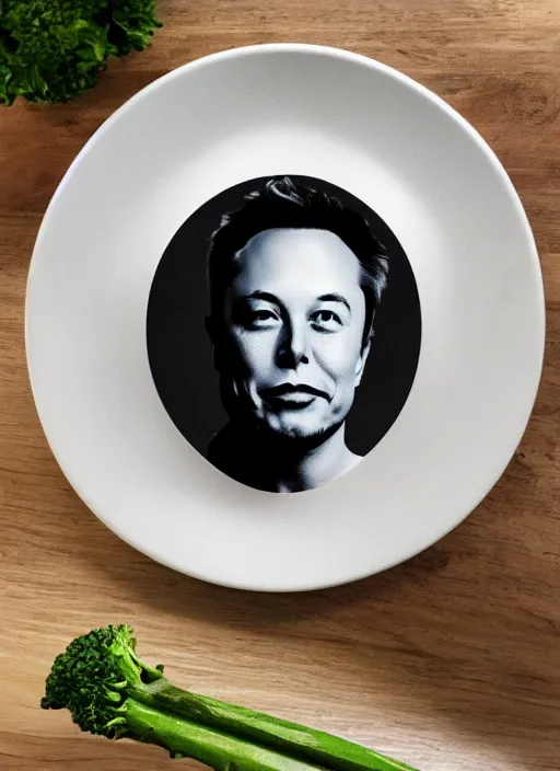 Prompt: portrait of elon musk carved on broccoli