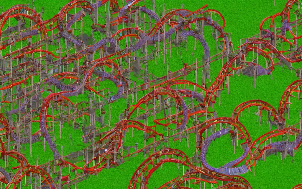 Image similar to rollercoaster tycoon 2 millipede infestation edition