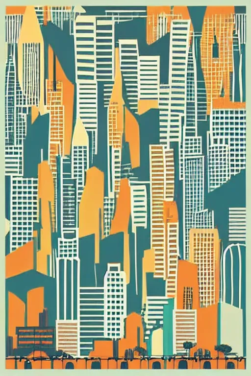 Prompt: minimalist boho style art of a big city, illustration, vector art