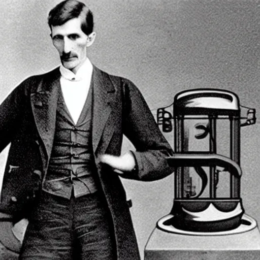 Image similar to Nikola tesla makes a time machine