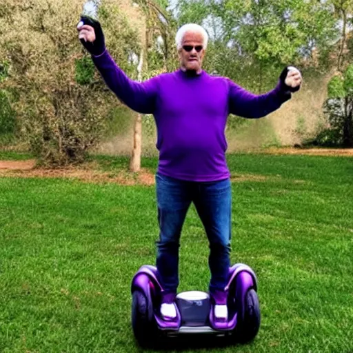 Image similar to thanos on a segway