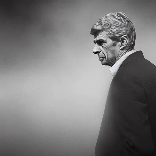 Image similar to arsene wenger as a 1 9 4 0 s gangster, noir, fog, serious, extreme detail, realistic, rain, atmospheric, cigarette in mouth, movie still, studio light 4 k