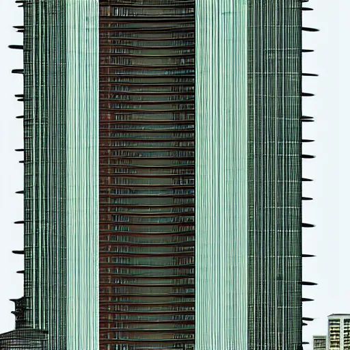 Image similar to postmodern building designed by helmut jahn,digital art