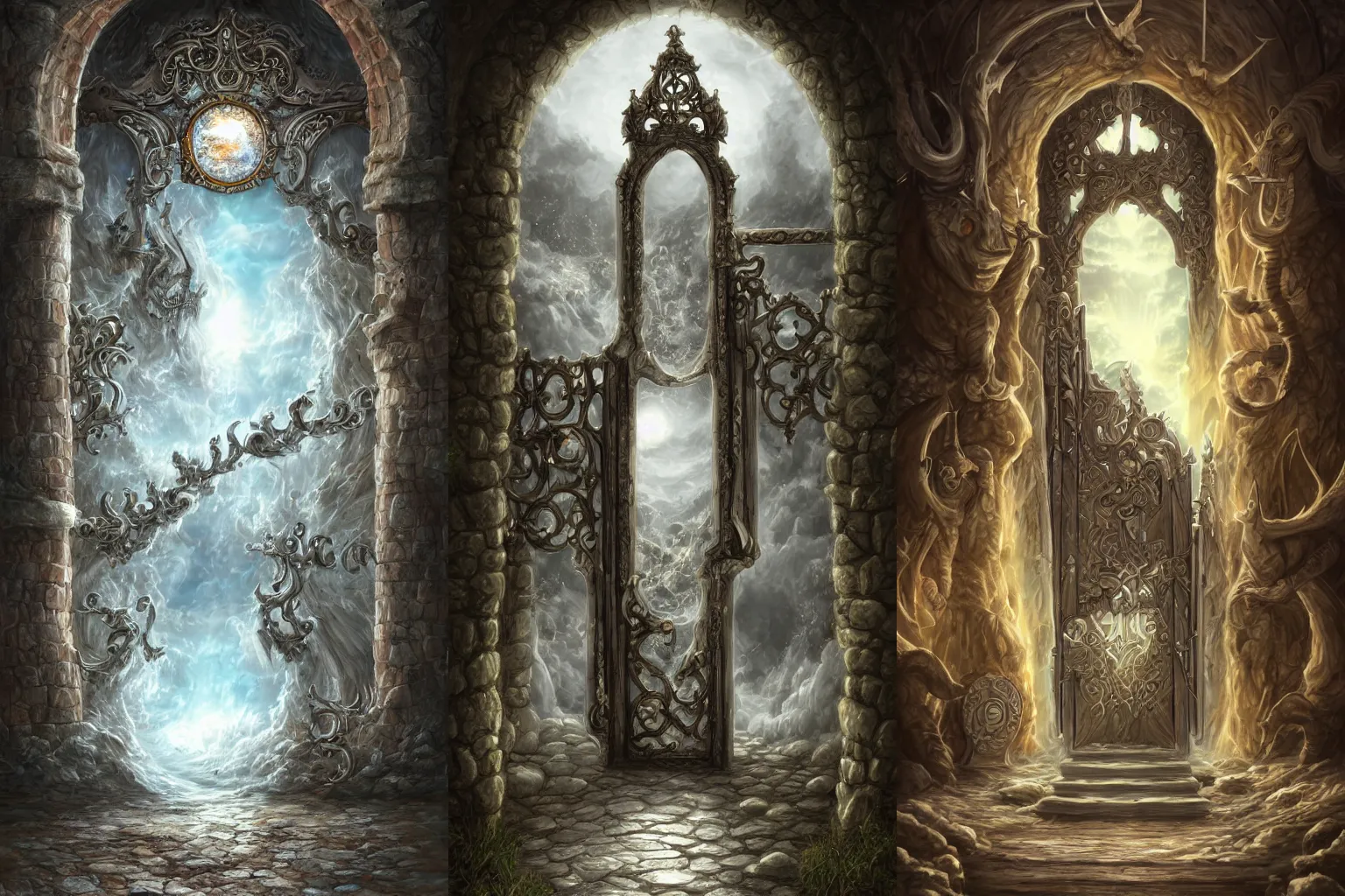 Prompt: the gate to the eternal kingdom of milk, fantasy, digital art, hd, detailed.