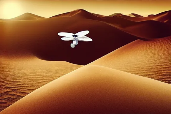 Image similar to “ very very intricate photorealistic photo of a white eldritch horror flying over the desert, detailed natural lighting, award - winning crisp details ”