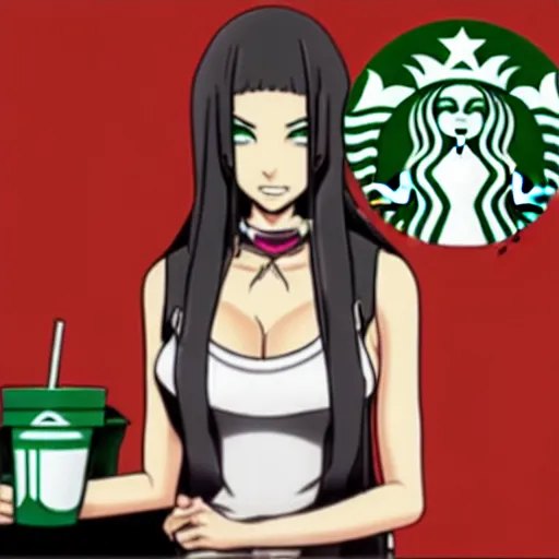 Prompt: Megan fox at Starbucks in Danganronpa anime