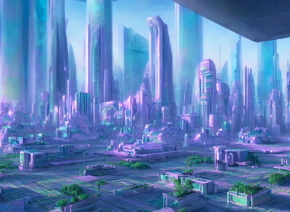 Image similar to futuristic city by james gurney , vaporwave, retrofuturism, pastel cute, trending on deviantart, photorealistic 8k octane beautifully detailed render, post-processing, extremely hyperdetailed, intricate, epic composition, cinematic lighting + masterpiece, trending on artstation, very detailed