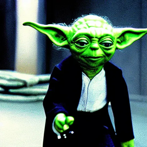 Image similar to yoda wearing a suit as the main protagonist in the film reservoir dogs