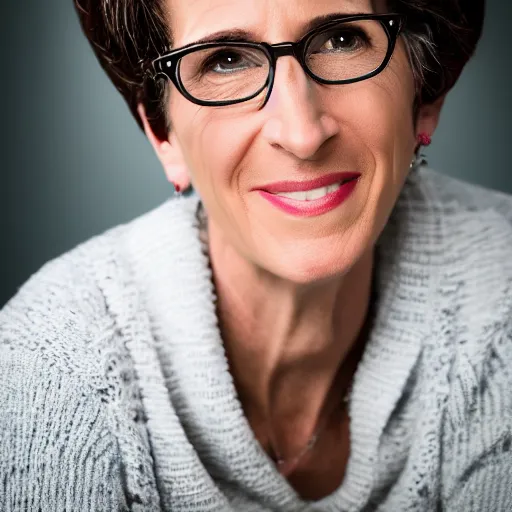 Image similar to dslr photo portrait still of 6 0 year old age 6 0 rachel maddow at age 6 0!!!, 8 5 mm f 1. 8