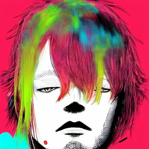 Image similar to a portrait of blonde male by inio asano, beeple and james jean, hiroyuki takahashi color scheme, digital art