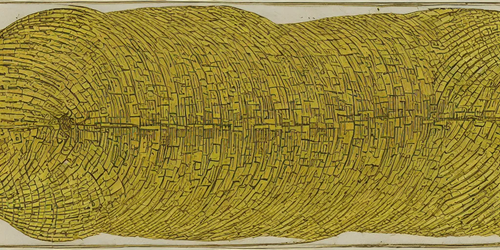 Image similar to model of a ring of dna, yellowed paper, pen and ink, 1 5 0 0 s, 8 k resolution