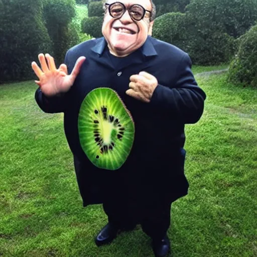 Prompt: danny DeVito as a kiwi!!