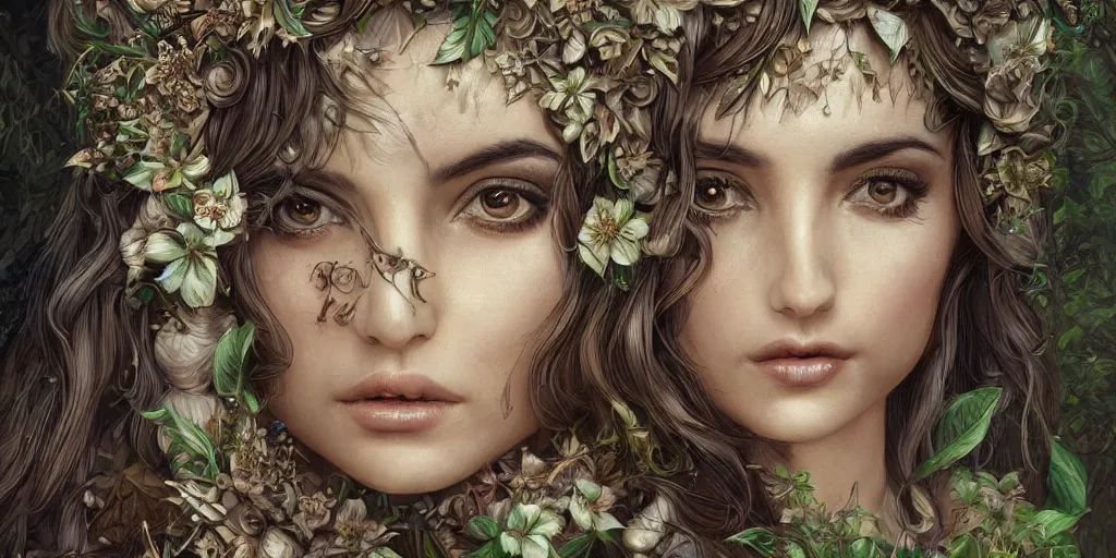 Image similar to ana de armas as a wood fairy, fantasy, intricate, elegant, highly detailed, digital painting, trending on artstation, digital illustration, in the style of Stanley Artgerm