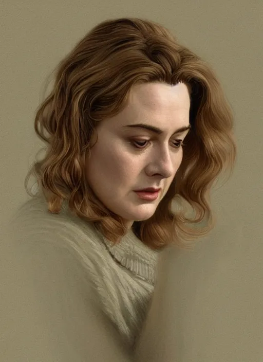 Prompt: twin peaks movie poster art, portrait of adele haenel, from scene from twin peaks, clean, simple illustration, nostalgic, domestic, highly detailed, digital painting, artstation, concept art, smooth, sharp focus, illustration, artgerm, donato giancola, joseph christian leyendecker, wlop