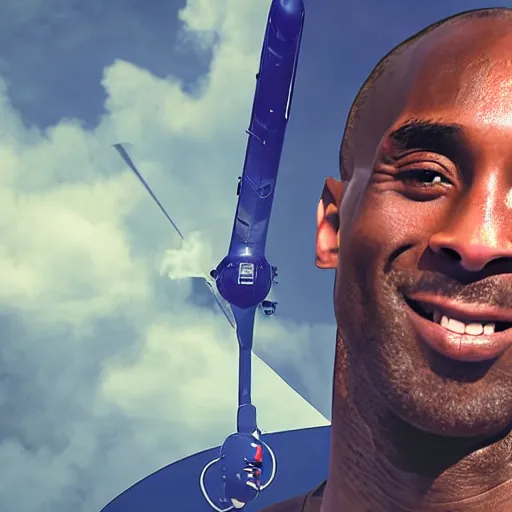 Prompt: selfie of kobe bryant holding a giant cigarette in a helicopter filled with smoke, 8k resolution, hyper detailed