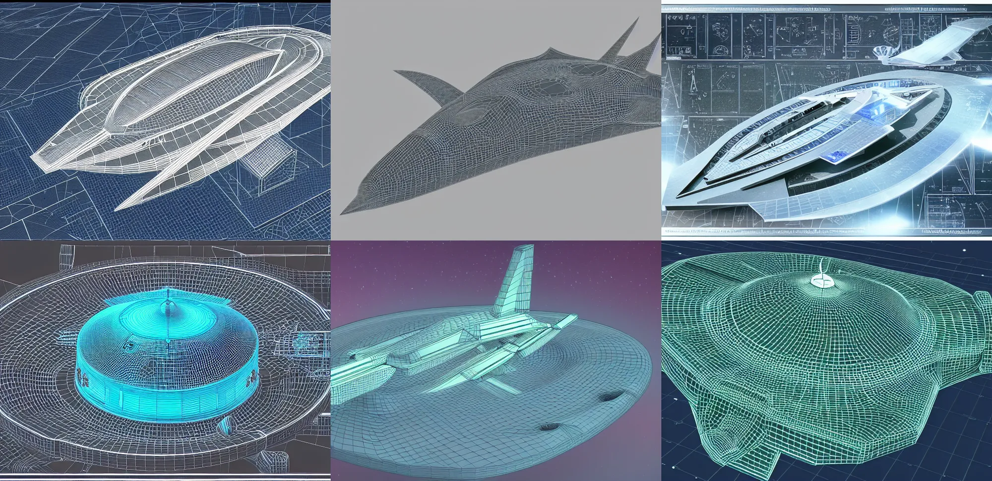 Prompt: a 3d hologram of an engineering schematic of the Star Ship Enterprise