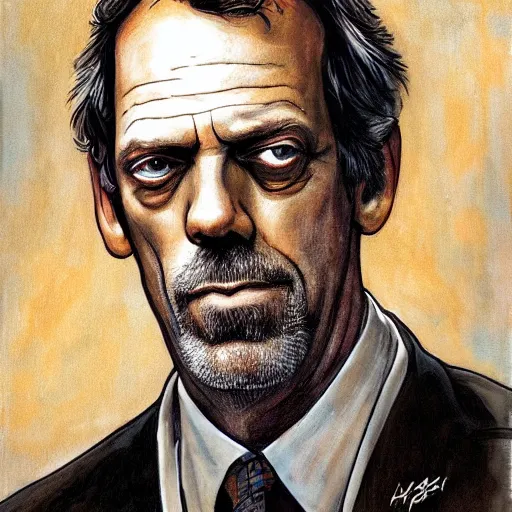 Image similar to portrait of hugh laurie by Glenn Fabry