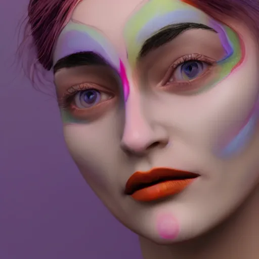 Image similar to face painted by Kandinsky, smooth gradients, 3d unreal engine, 4k 3d render