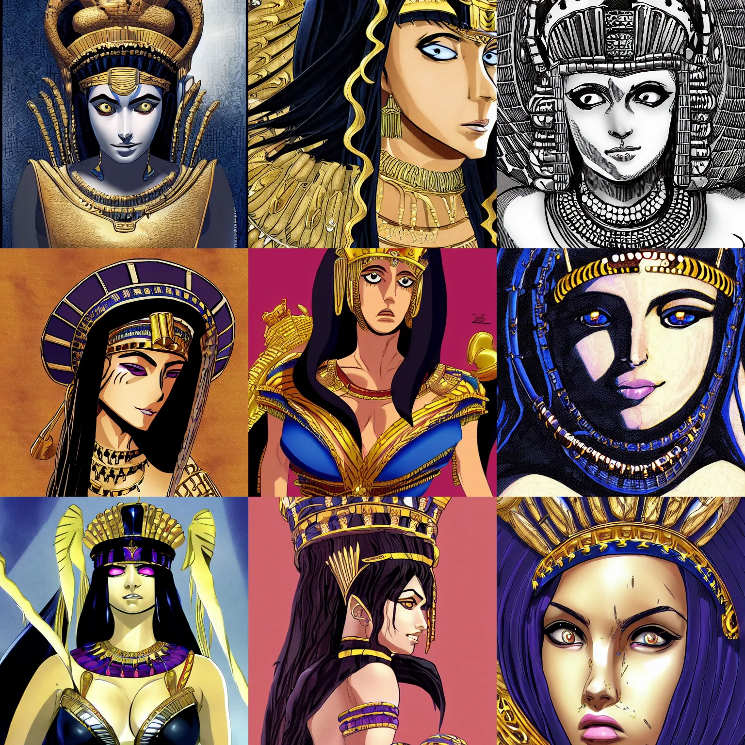 Prompt: close - up of queen cleopatra turned hollow, by tite kubo, incredible quality, trending on artstation