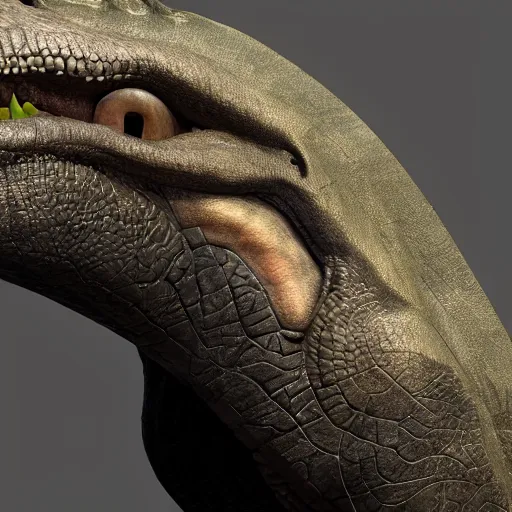 Prompt: matte painting of close up t - rex head, concept art by raph herrera, 4 k, detailed, ray traced
