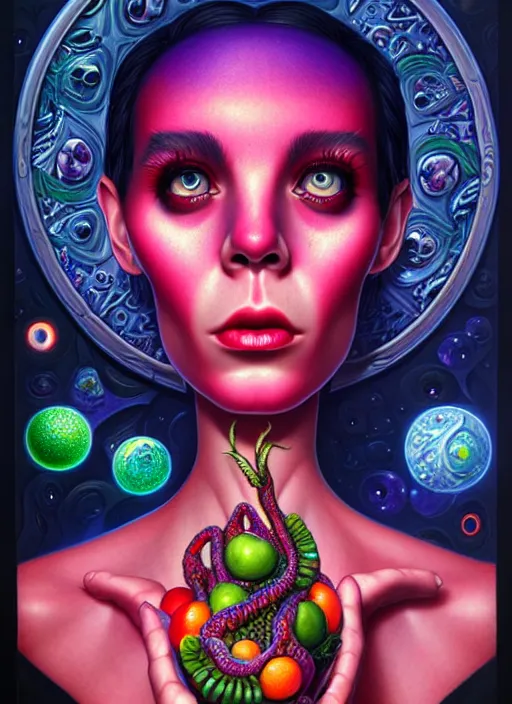 Image similar to cosmic lovecraft random fruit portrait, pixar style, by tristan eaton stanley artgerm and tom bagshaw.