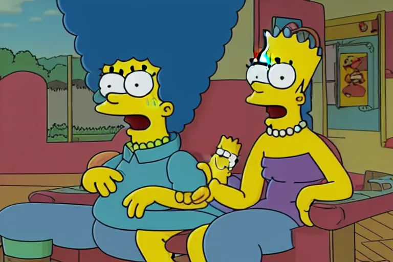 Image similar to still frame from the simpsons treehouse of horror 6 6 6