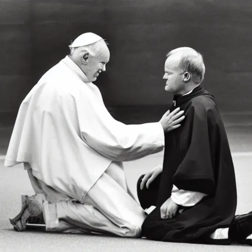 Image similar to John Paul II kneeling on a black person's neck