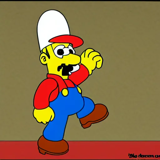 Prompt: mario as a simpsons character
