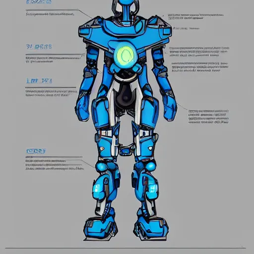 Image similar to T-posing image of a futuristic personal defense mech suit, technical drawing, blueprints, Digital art, detailed