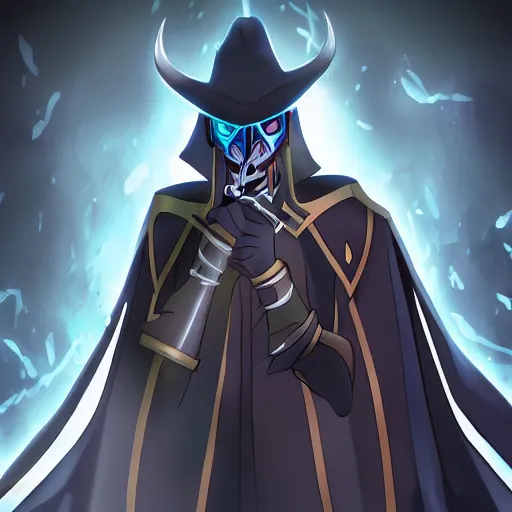 Image similar to Karthus from League of Legends, anime art style