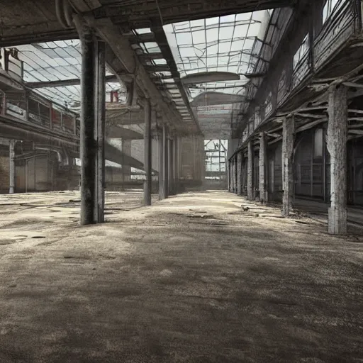 Image similar to abandoned industrial factory interior, trending on artstation, digital art