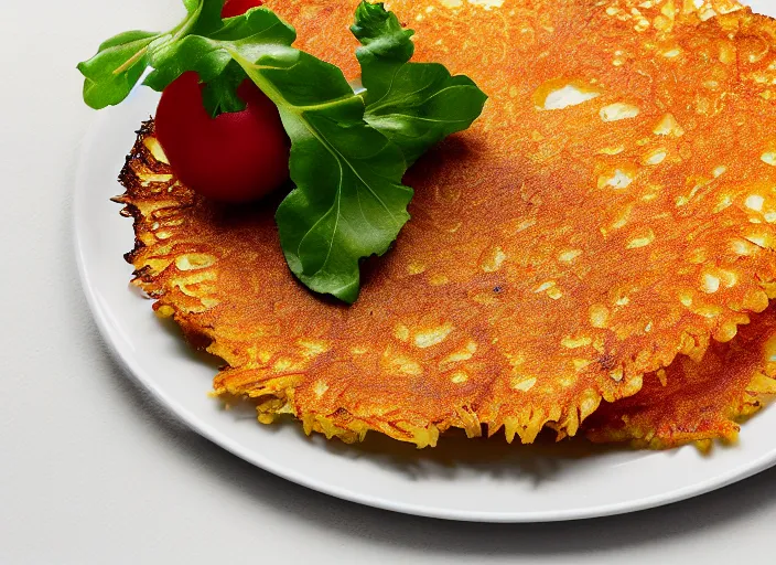 Image similar to potato pancake, professional food photography, studio lighting, plating