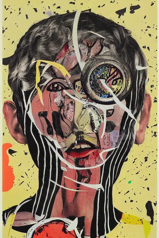 Image similar to youre from your father worm. symmetrical anatomy, pop art, torn magazine, without duplication, art by richard hamilton and mimmo rotella.