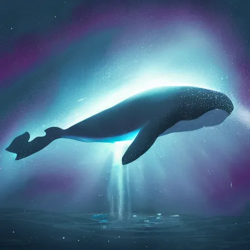 Prompt: a whale in the galaxy, artstation ,