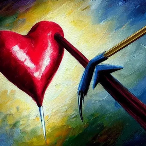 Prompt: heart shot with arrow? beautifull illustration, hd, oil painting
