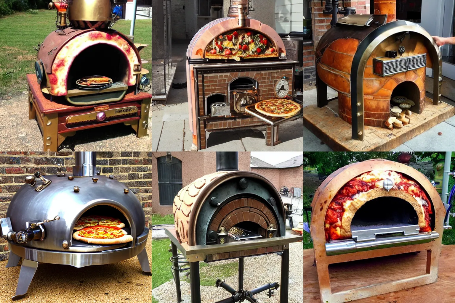 Prompt: steampunk pizza oven