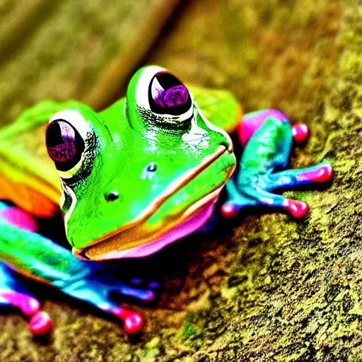 Prompt: Frog Lady photograph sharp focus colorful realistic